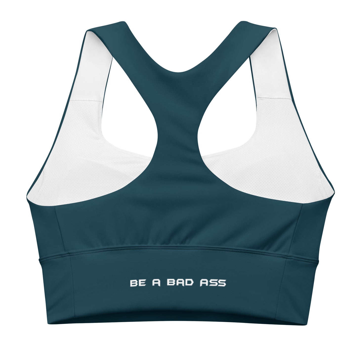 recycled longline sports bra blue whale back - basquaredfitness