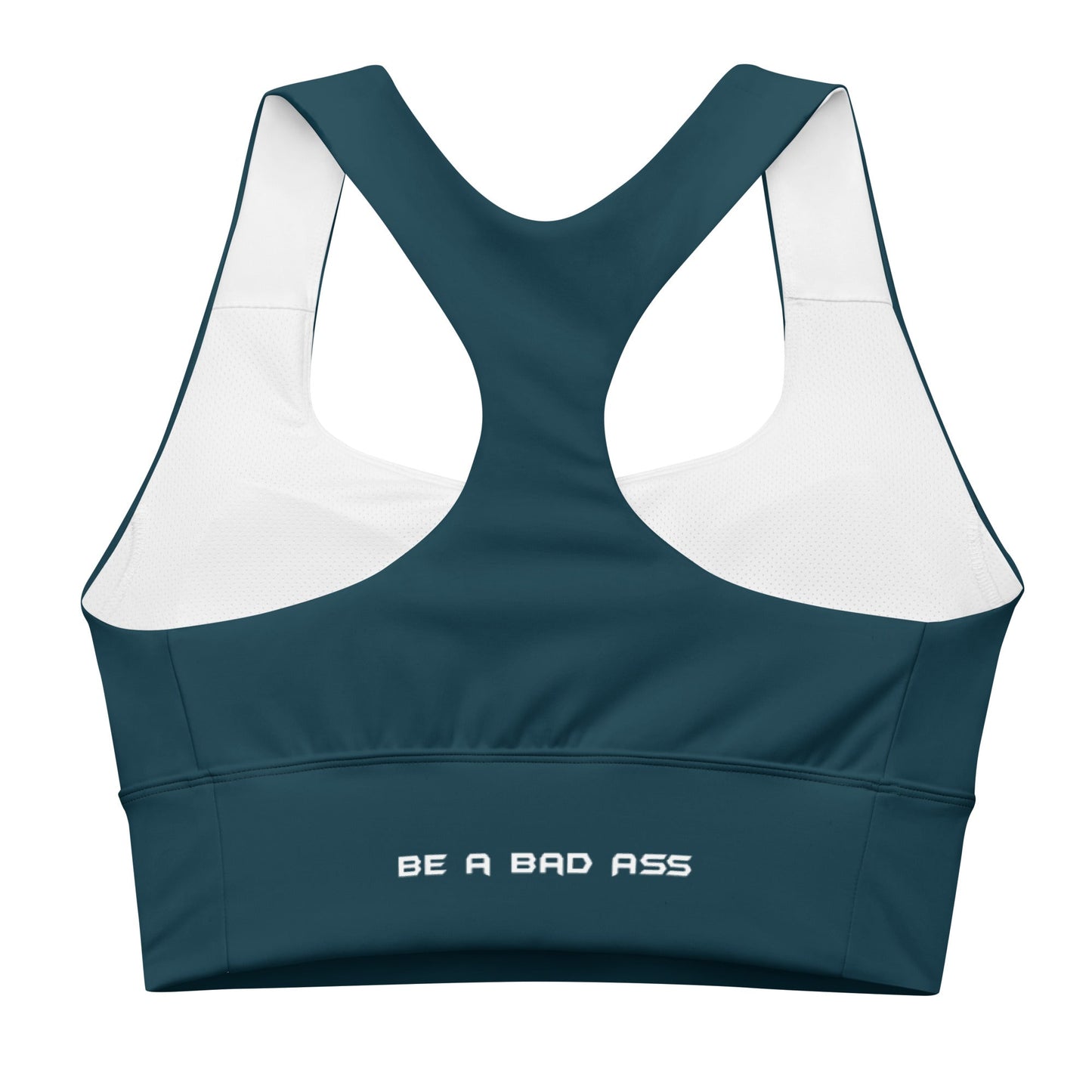 recycled longline sports bra blue whale back - basquaredfitness