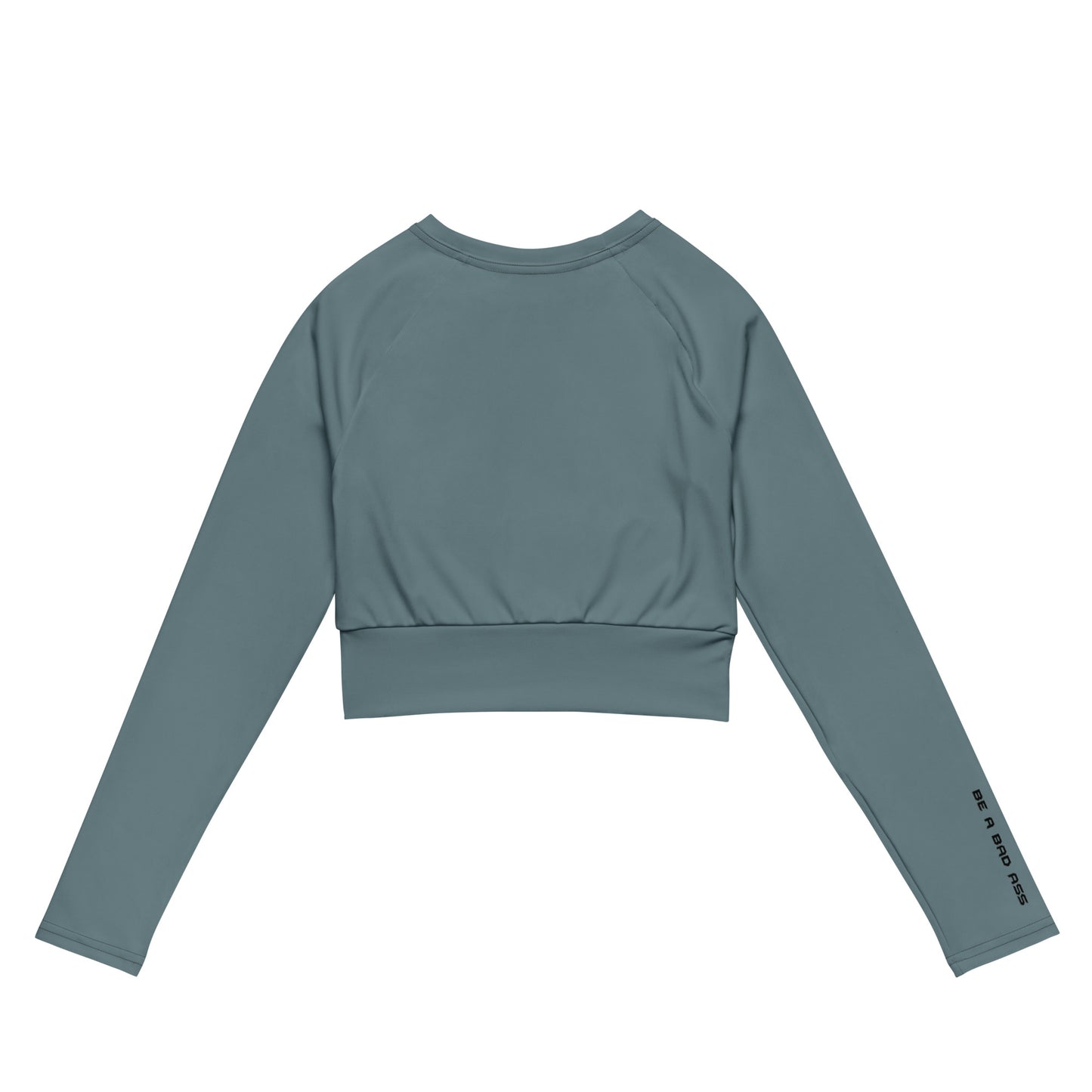 recycled long sleeve crop top gothic back - basquaredfitness