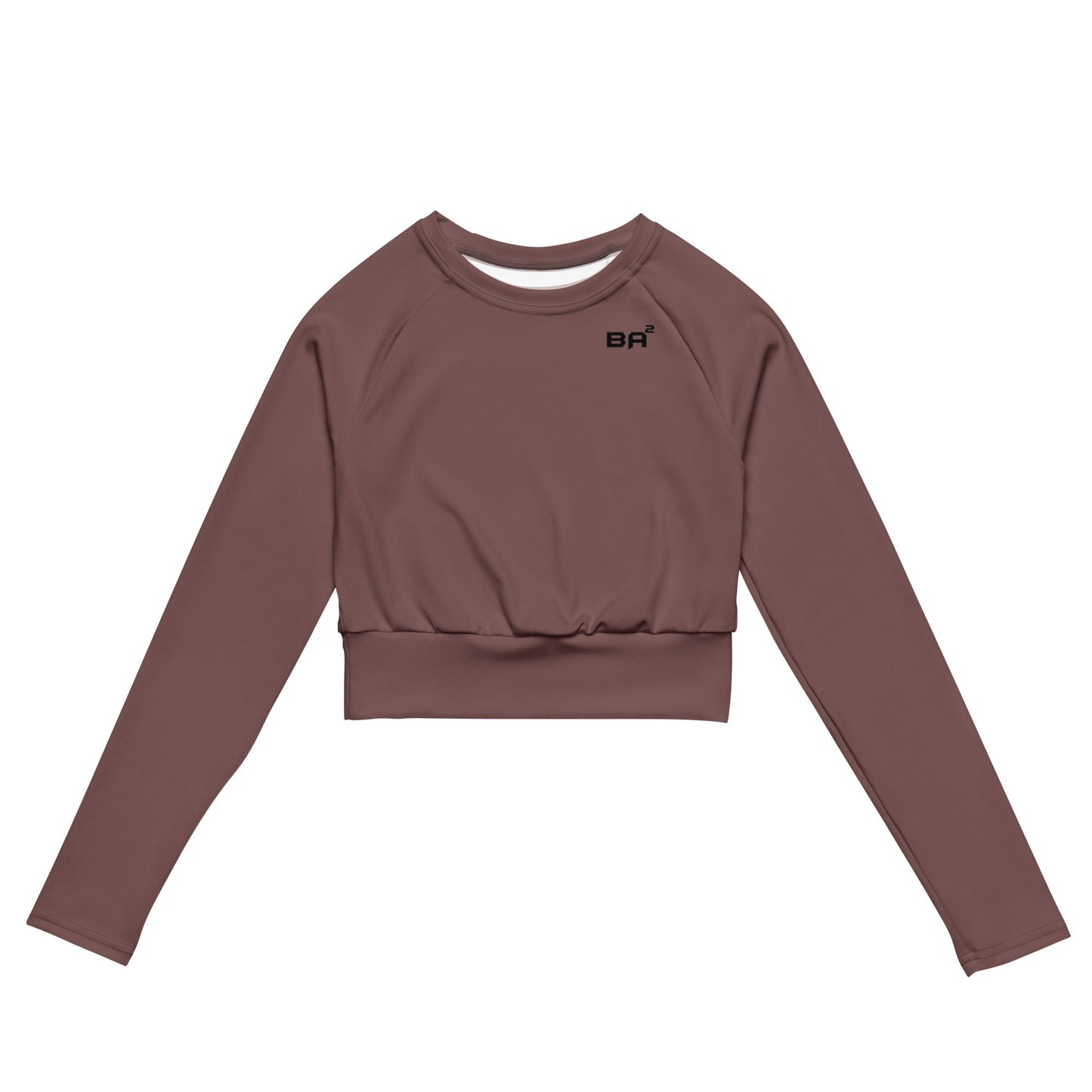 recycled long sleeve crop top light wood front - basquaredfitness