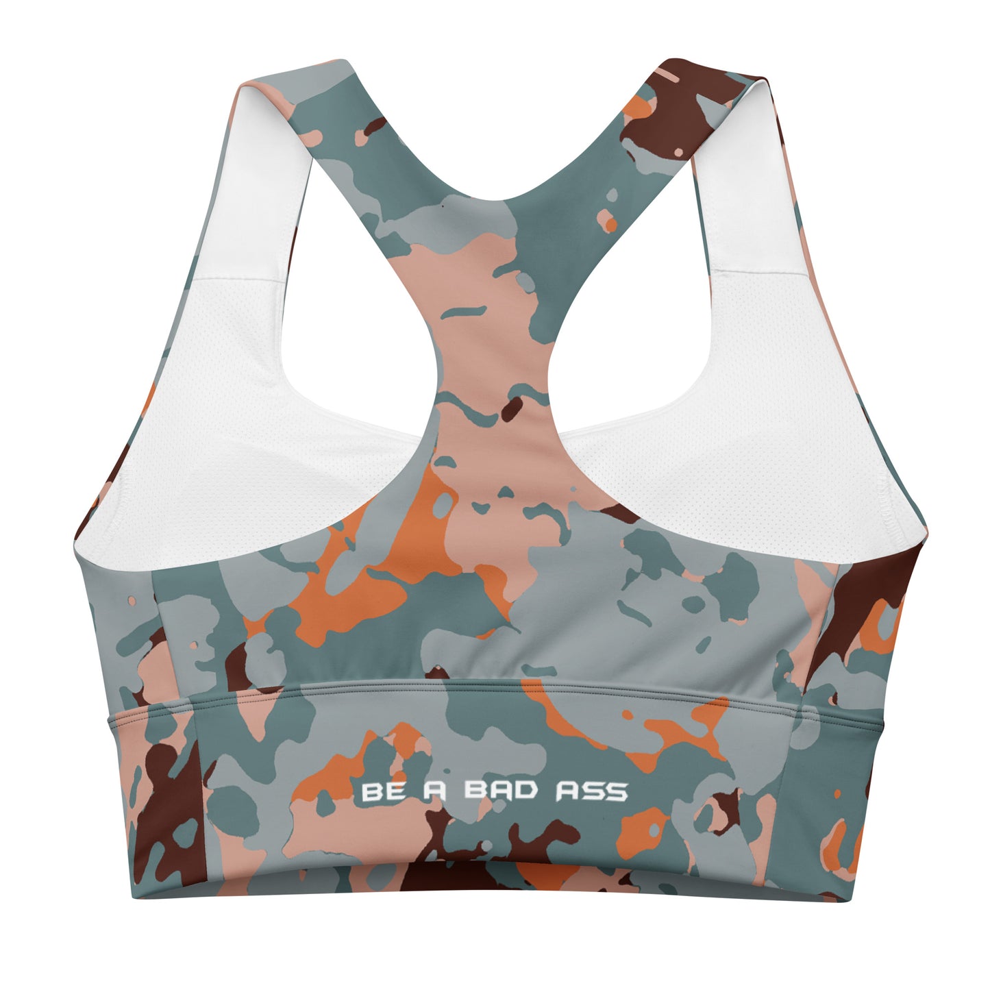 recycled longline sports bra camo back - basquaredfitness