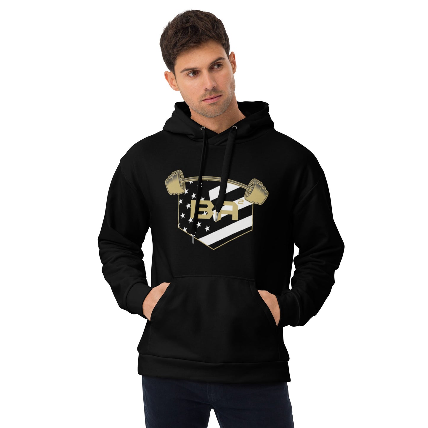 recycled unisex hoodie black front - basquaredfitness