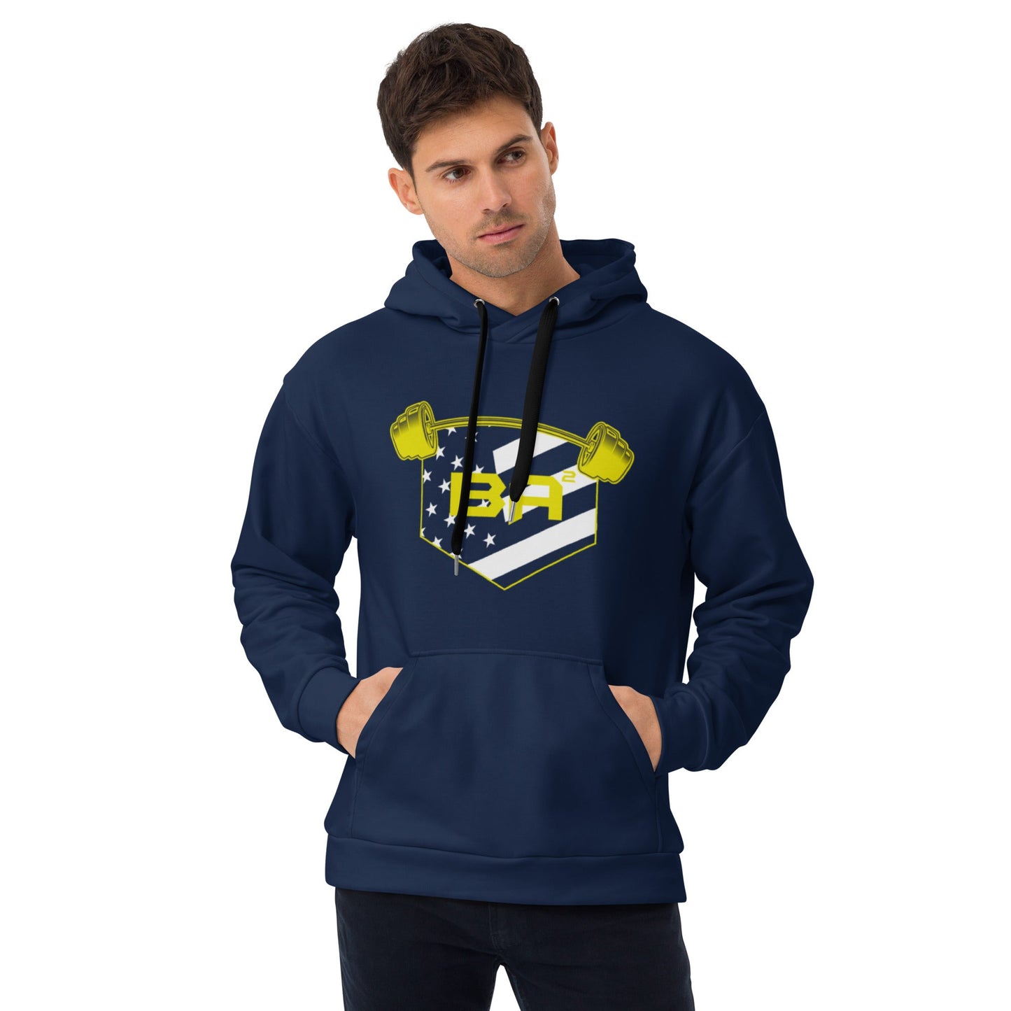 recycled unisex hoodie navy front - basquaredfitness
