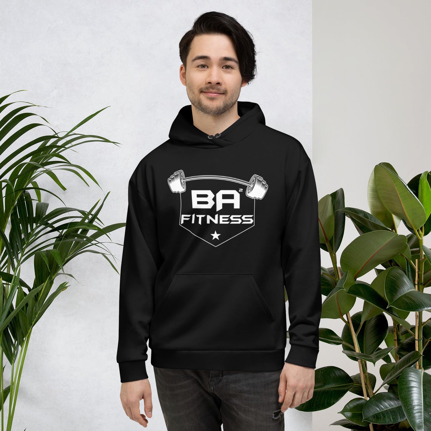 recycled unisex hoodie black front - basquaredfitness