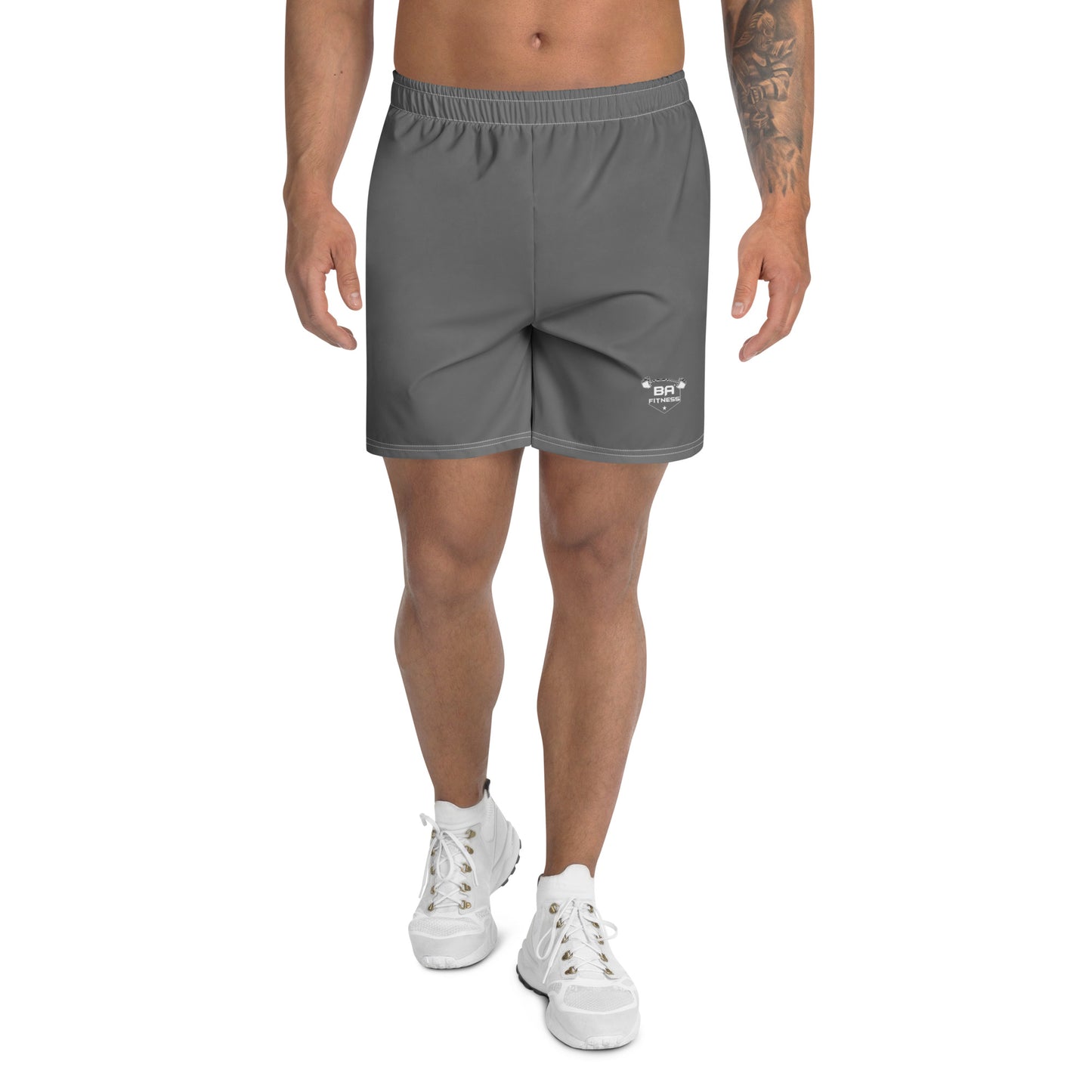 men's recycled athletic shorts grey front - basquaredfitness