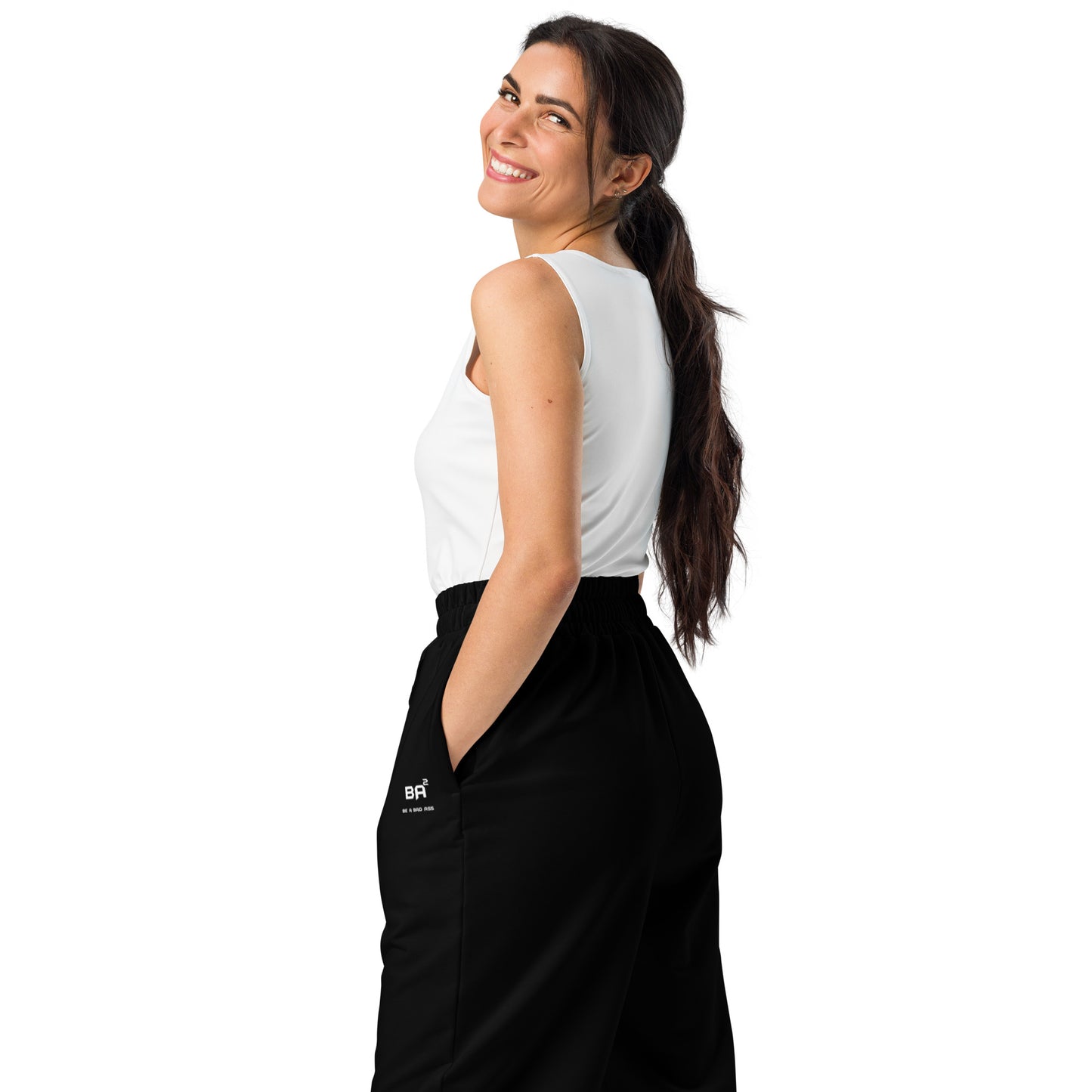 recycled unisex wide leg joggers black left - basquaredfitness