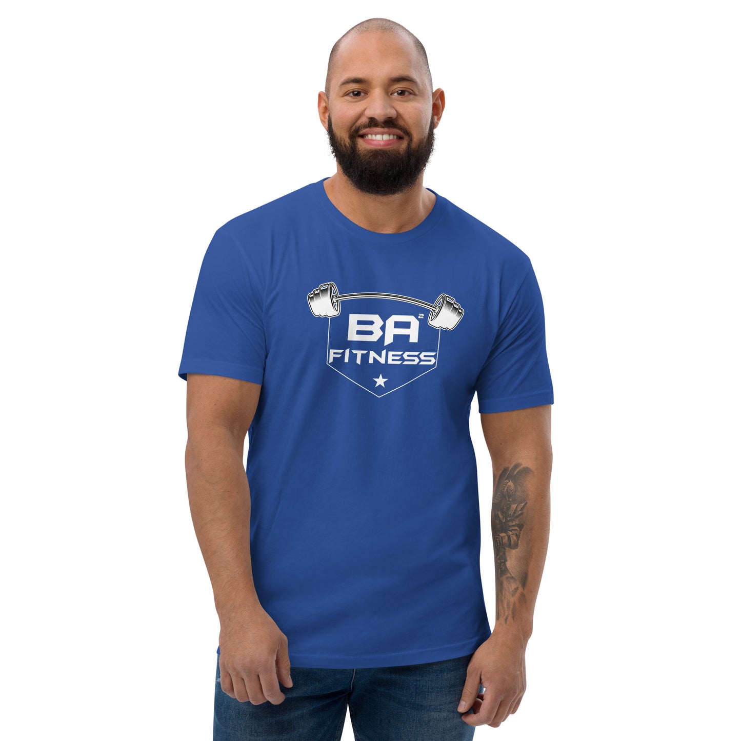mens fitted t-shirt royal blue front - basquaredfitness