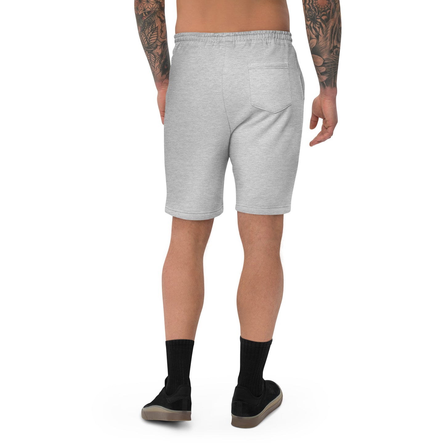 mens fleece shorts heather grey back - basquaredfitness