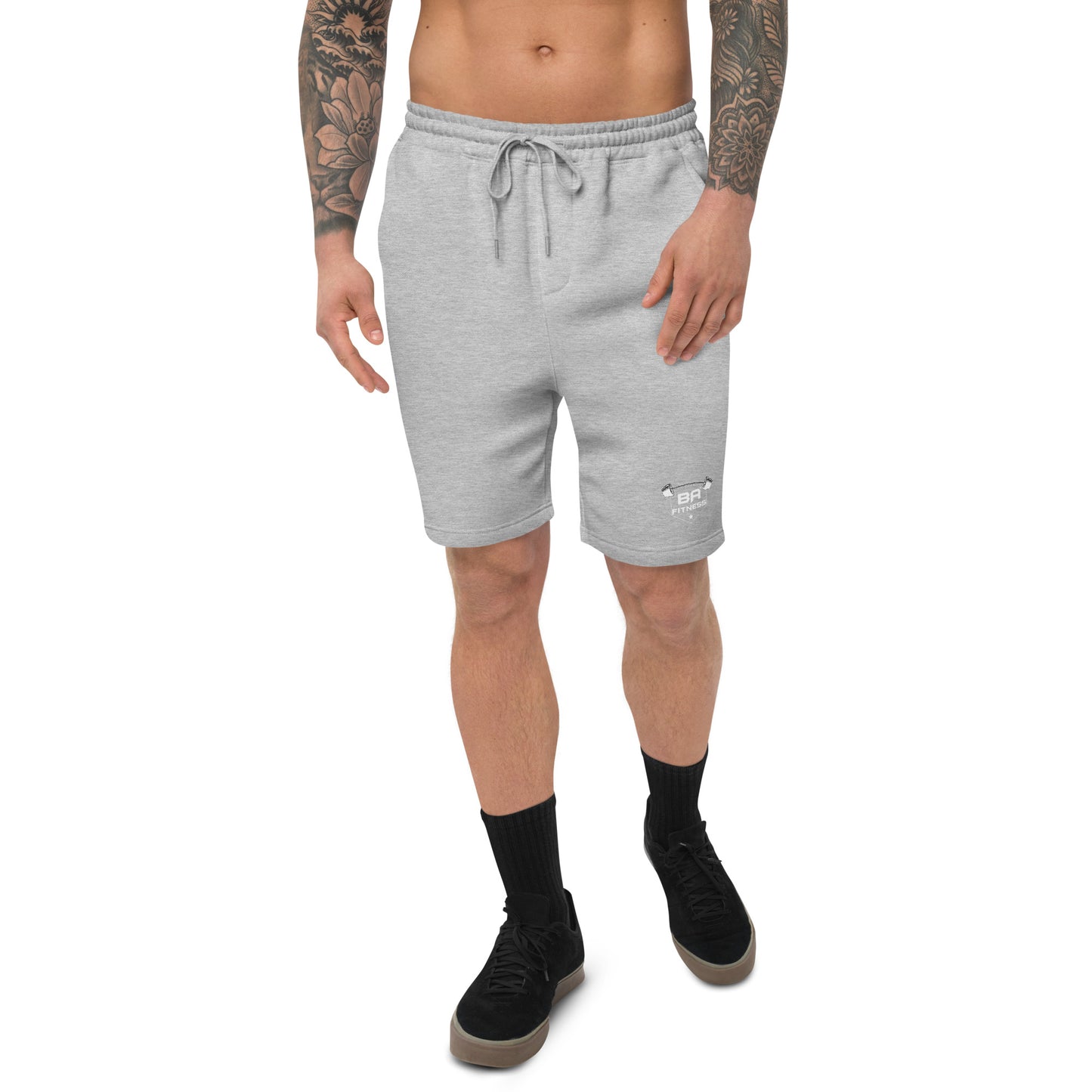 mens fleece shorts heather grey front - basquaredfitness