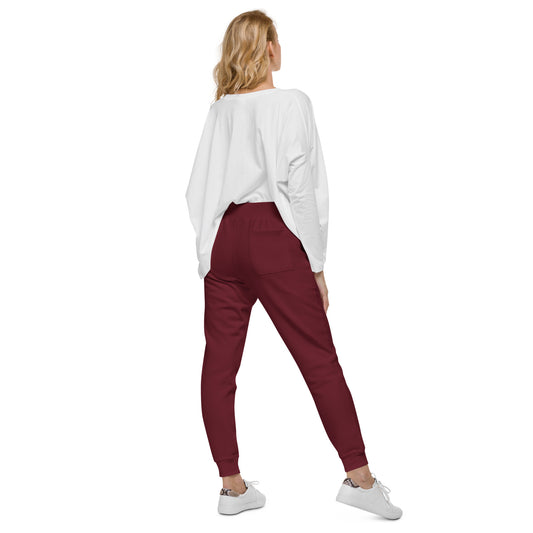 unisex fleece sweatpants maroon back - basquaredfitness
