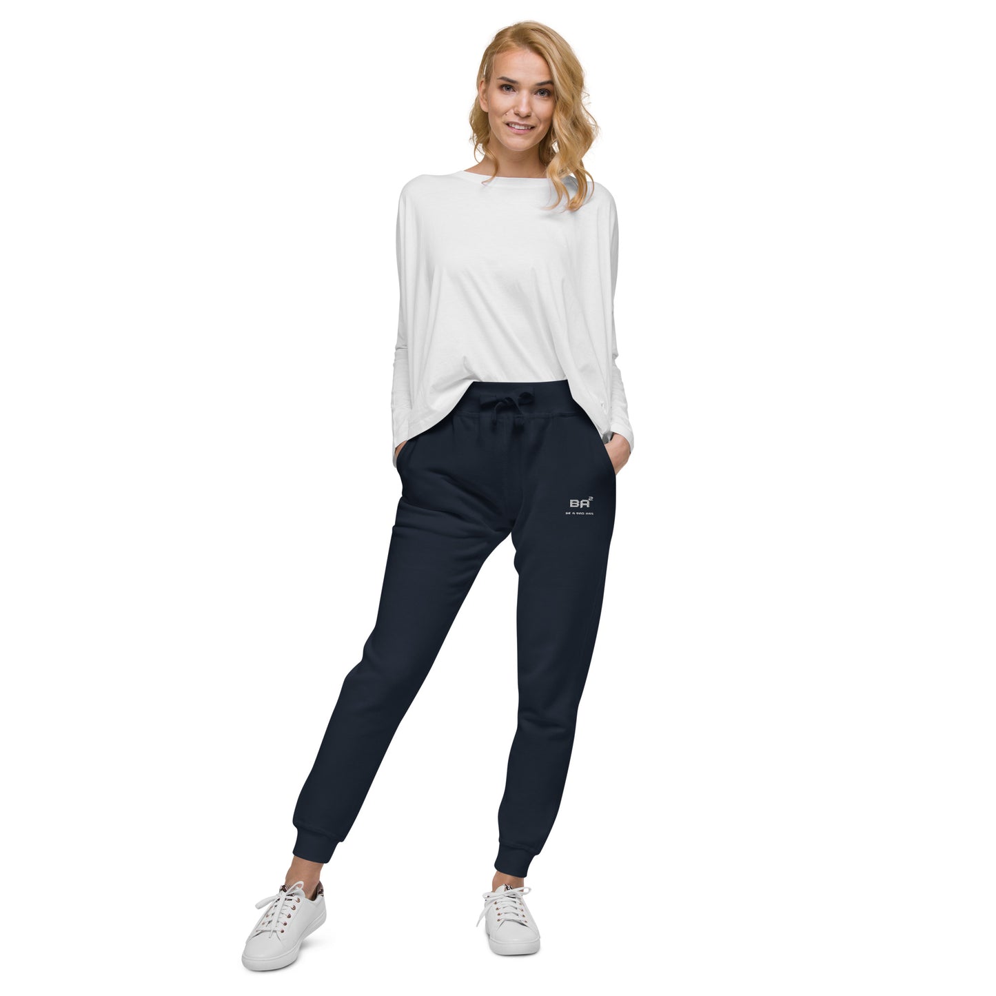 unisex fleece sweatpants navy blazer front - basquaredfitness