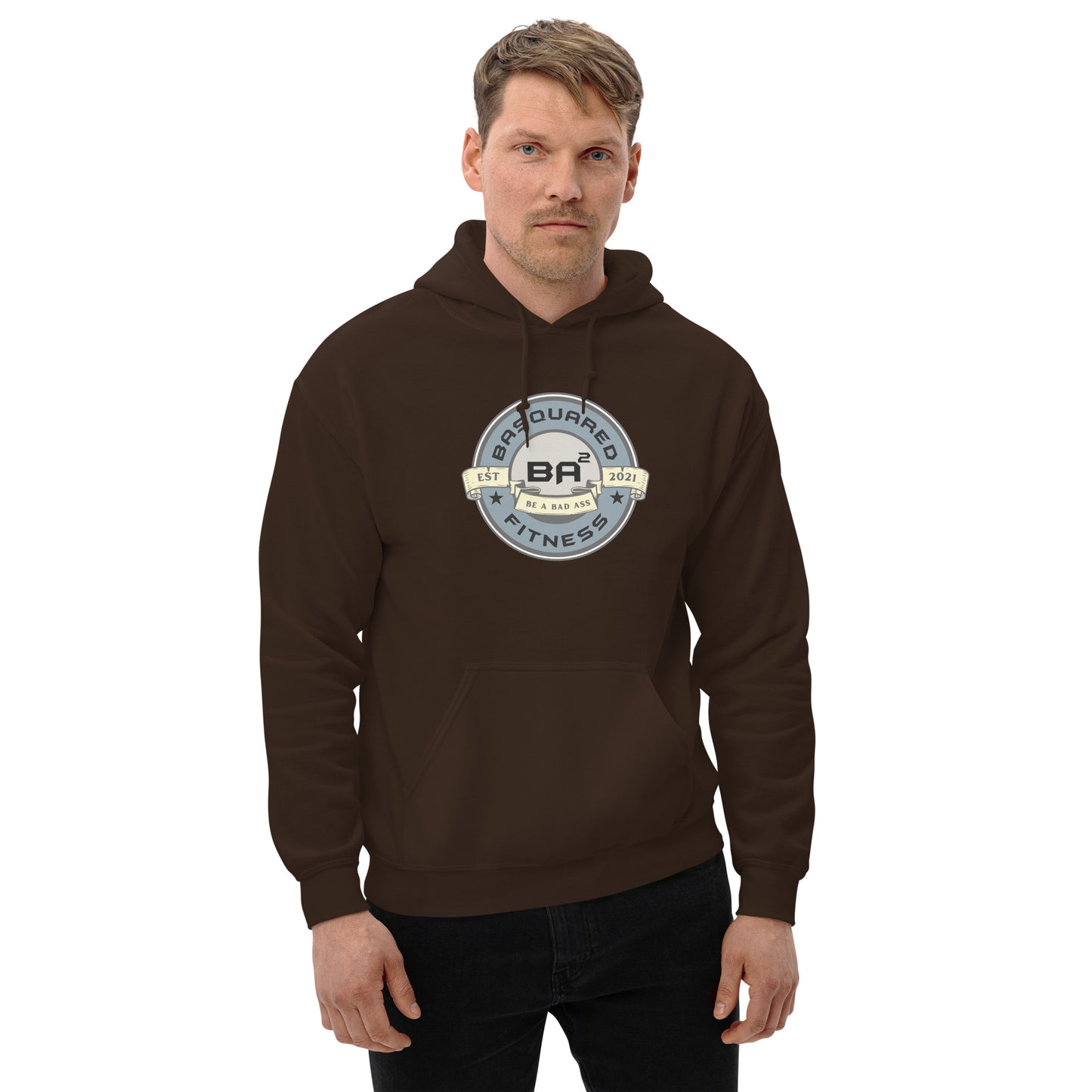 unisex heavy blend hoodie dark chocolate front - basquaredfitness