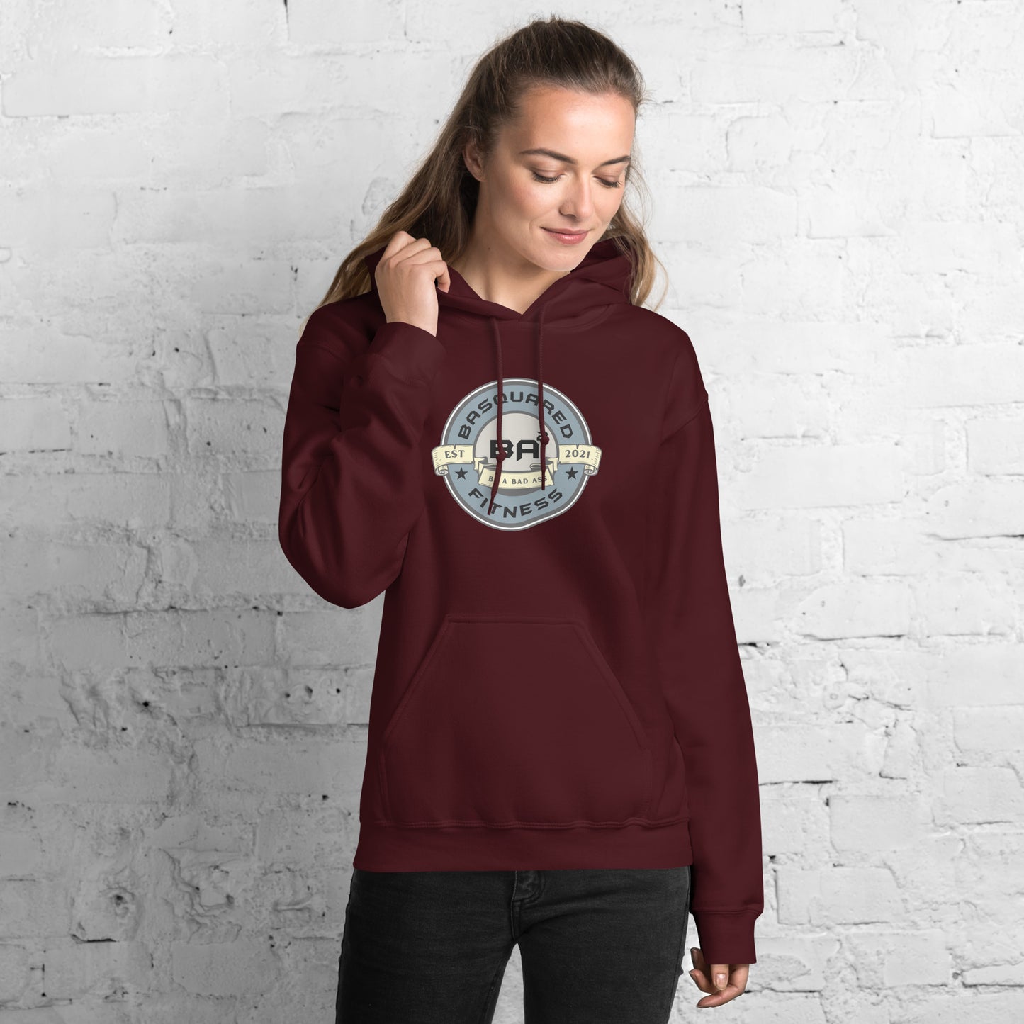unisex heavy blend hoodie maroon front - basquaredfitness