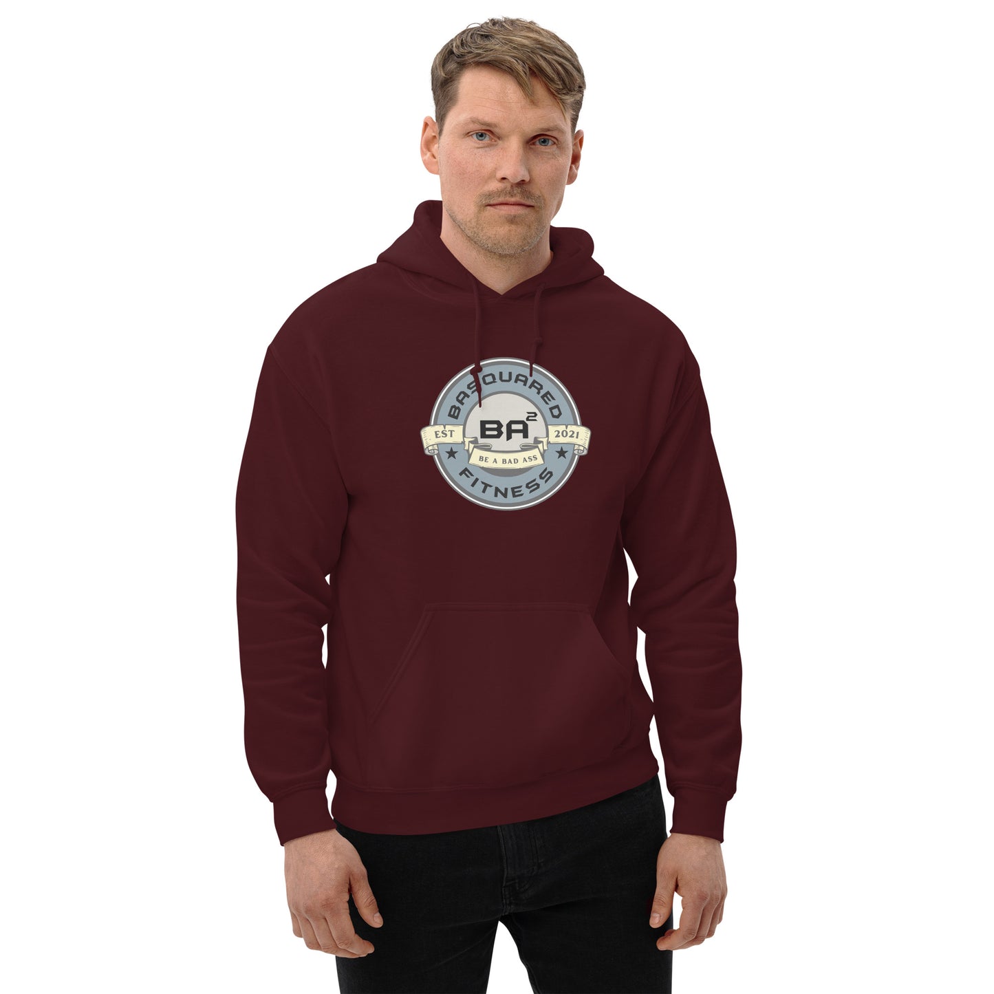 unisex heavy blend hoodie maroon front - basquaredfitness
