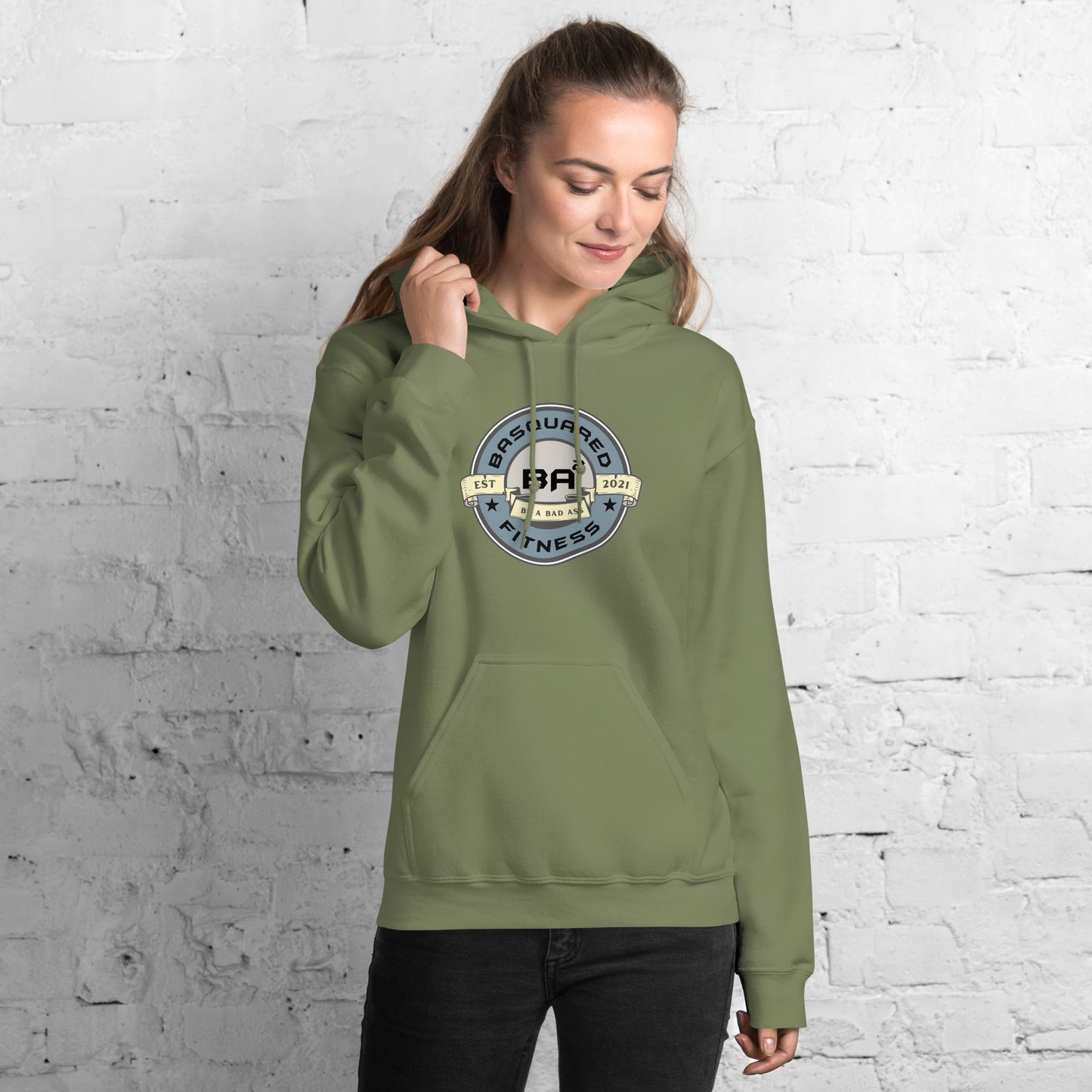 unisex heavy blend hoodie military green front - basquaredfitness