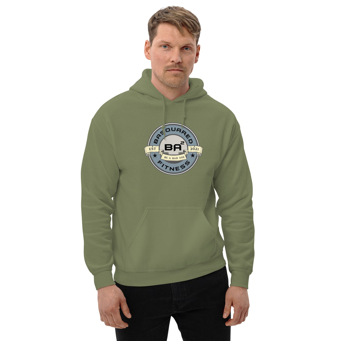 unisex heavy blend hoodie military green front - basquaredfitness