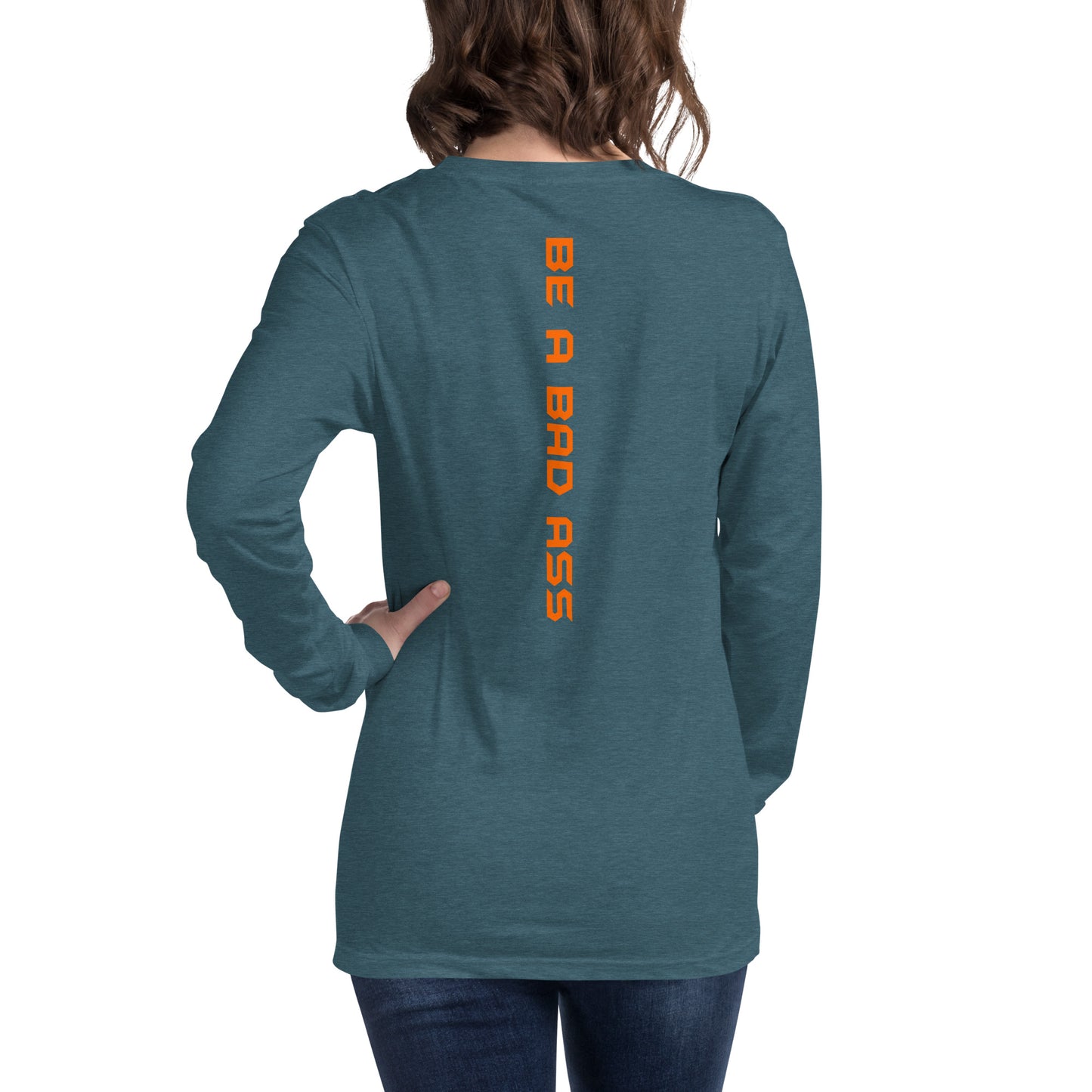 unisex long sleeve tee heather deep teal back - basquaredfitness