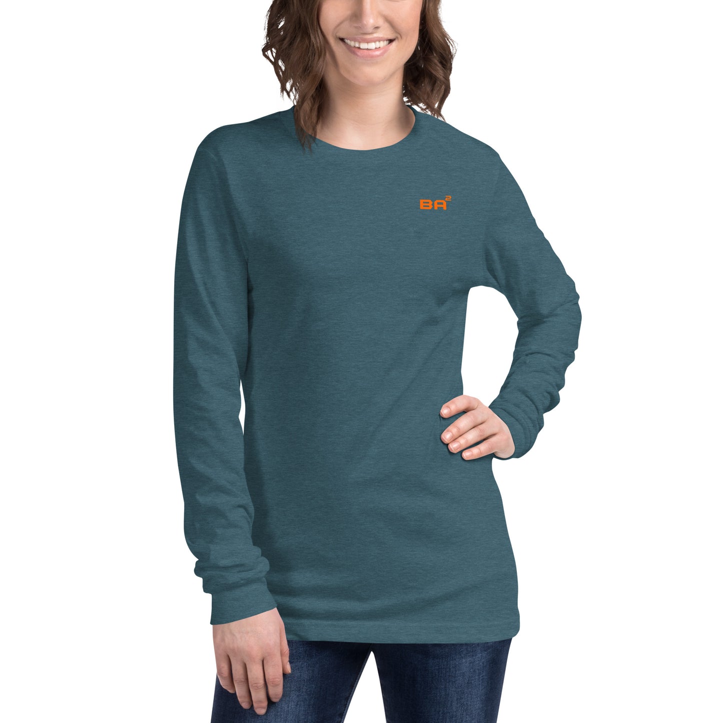 unisex long sleeve tee heather deep teal front - basquaredfitness