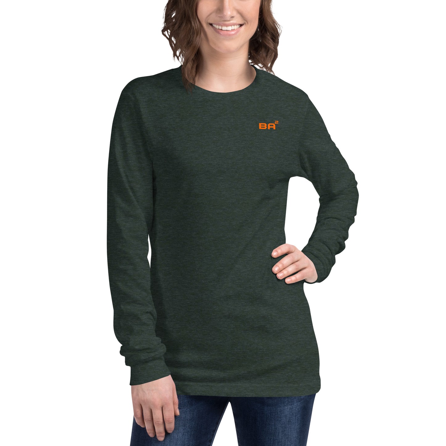 unisex long sleeve tee heather forest front - basquaredfitness