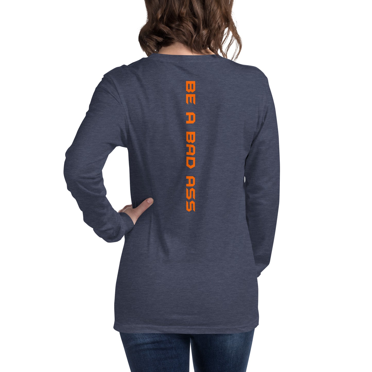 unisex long sleeve tee heather navy back - basquaredfitness