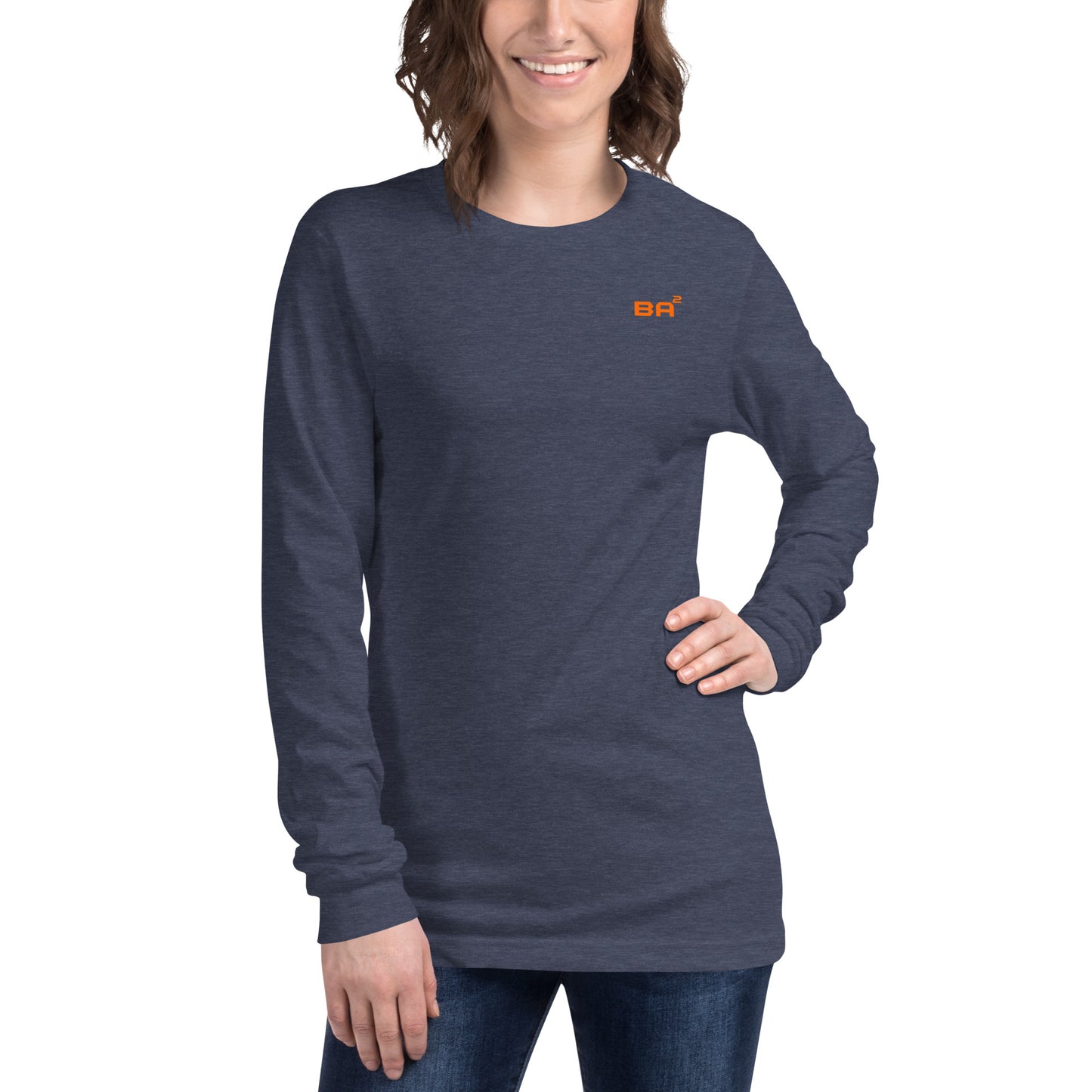 unisex long sleeve tee heather navy front - basquaredfitness