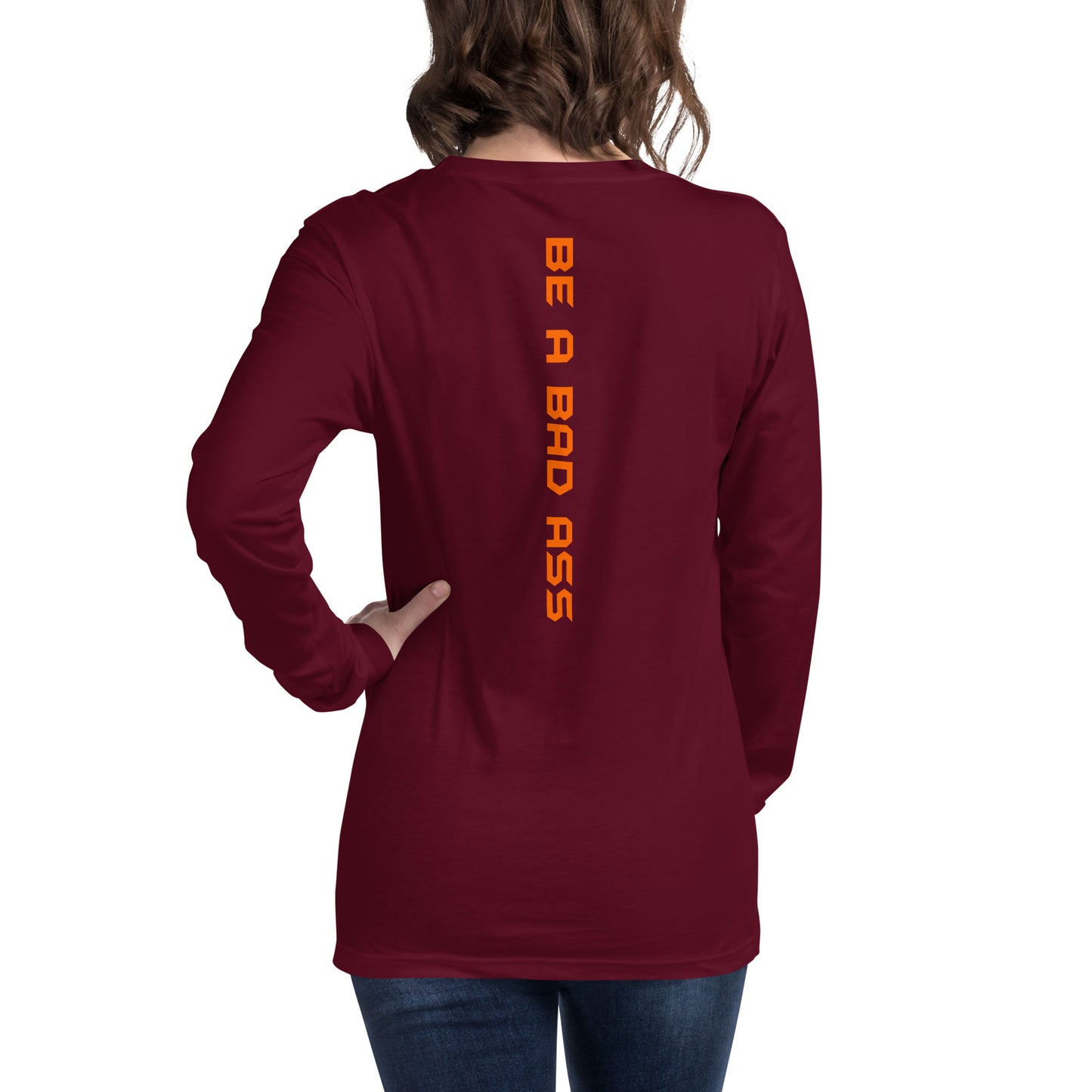 unisex long sleeve tee maroon back - basquaredfitness