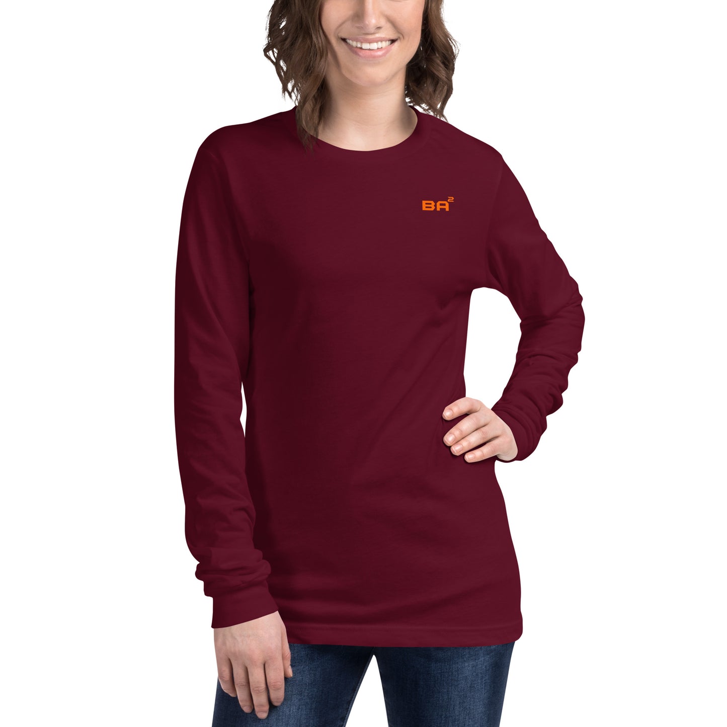 unisex long sleeve tee maroon front - basquaredfitness