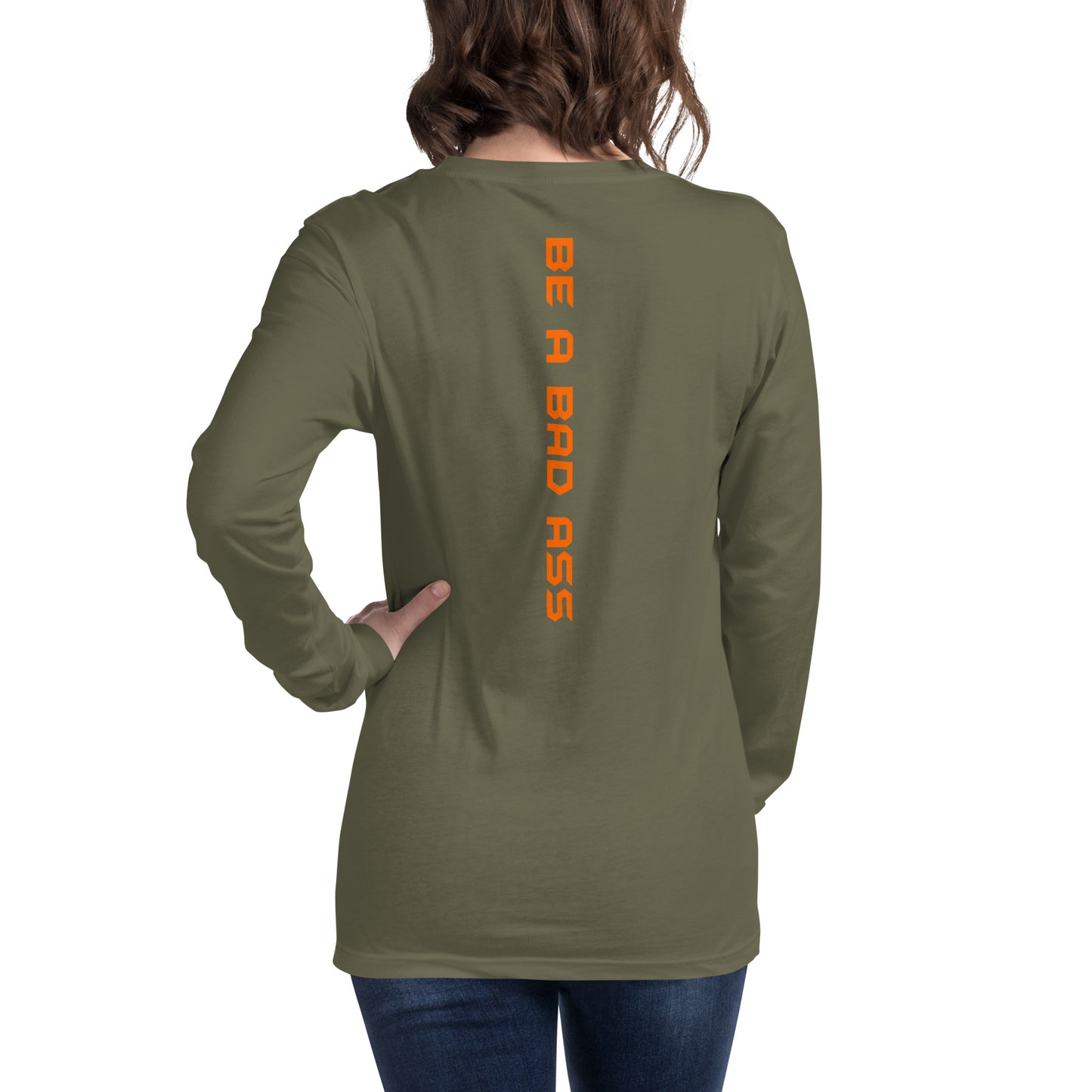 unisex long sleeve tee military green back - basquaredfitness