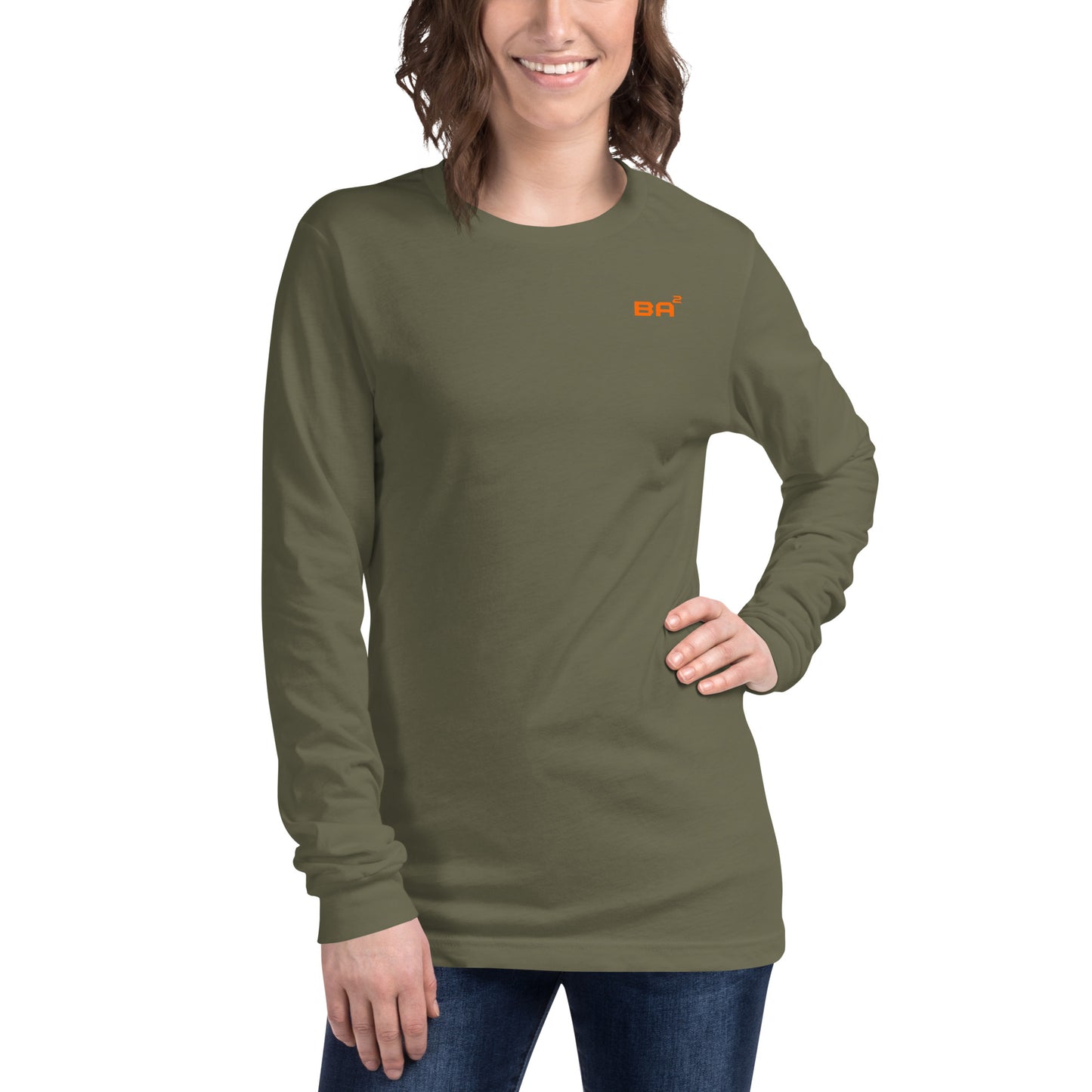 unisex long sleeve tee military green front - basquaredfitness