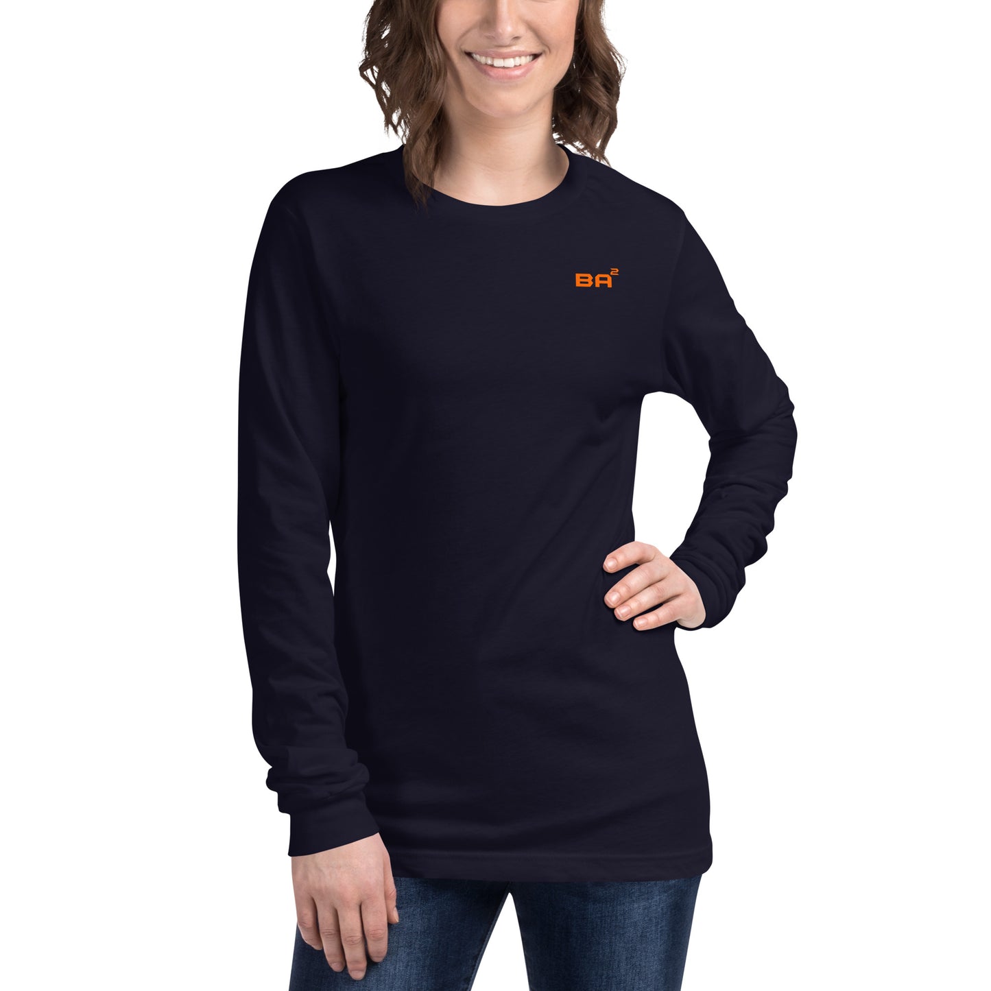 unisex long sleeve tee navy front - basquaredfitness