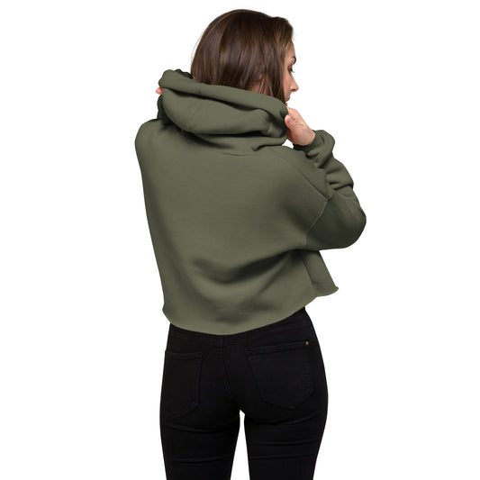 cropped hoodie military green back - basquaredfitness
