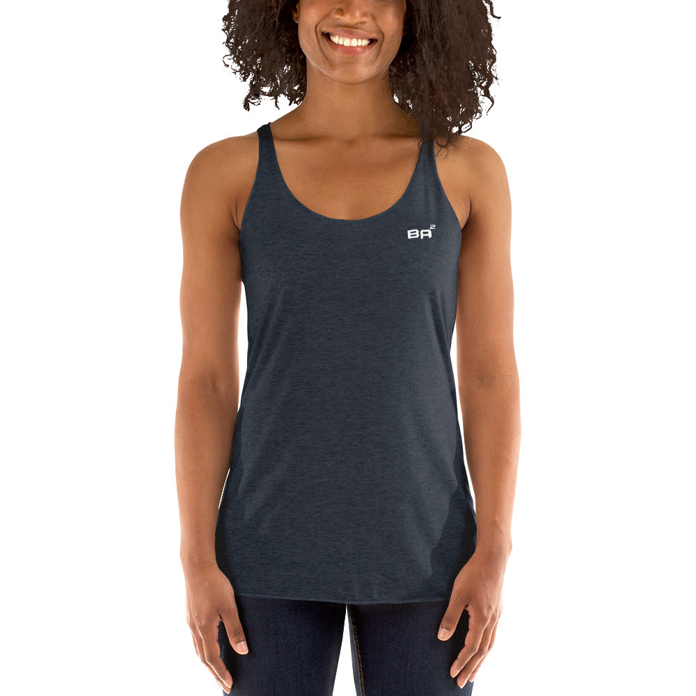 racerback tank top premium vintage navy front - basquaredfitness