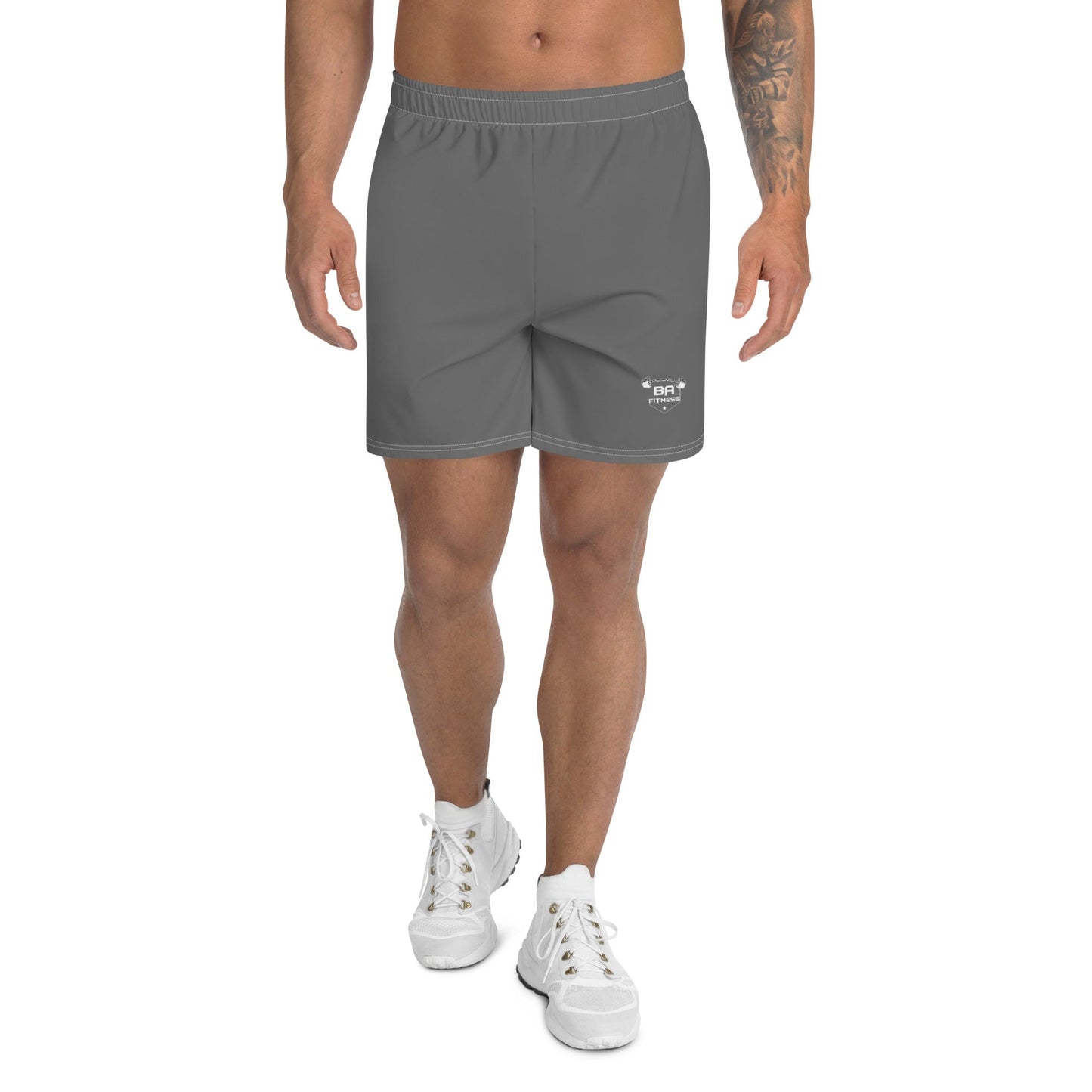 mens recycled athletic shorts grey front - basquaredfitness