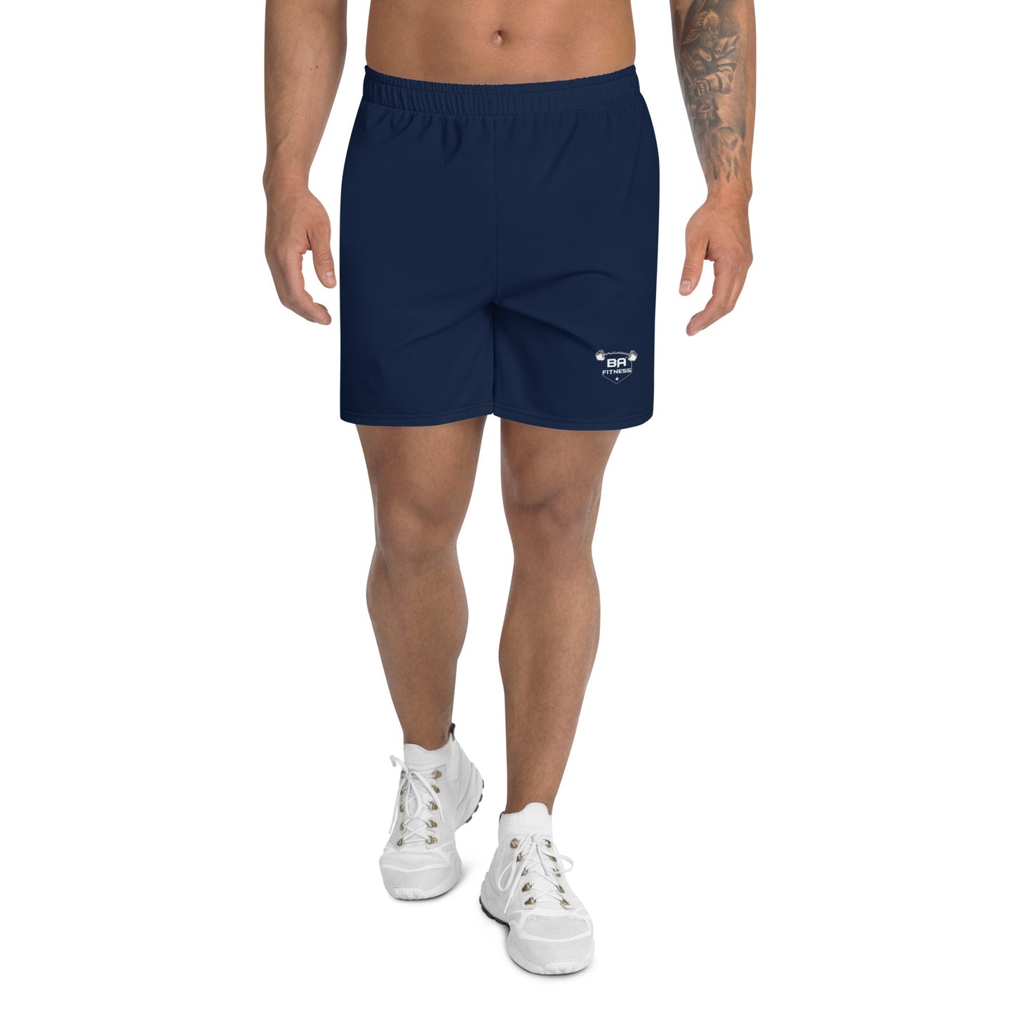 mens recycled athletic shorts navy front - basquaredfitness