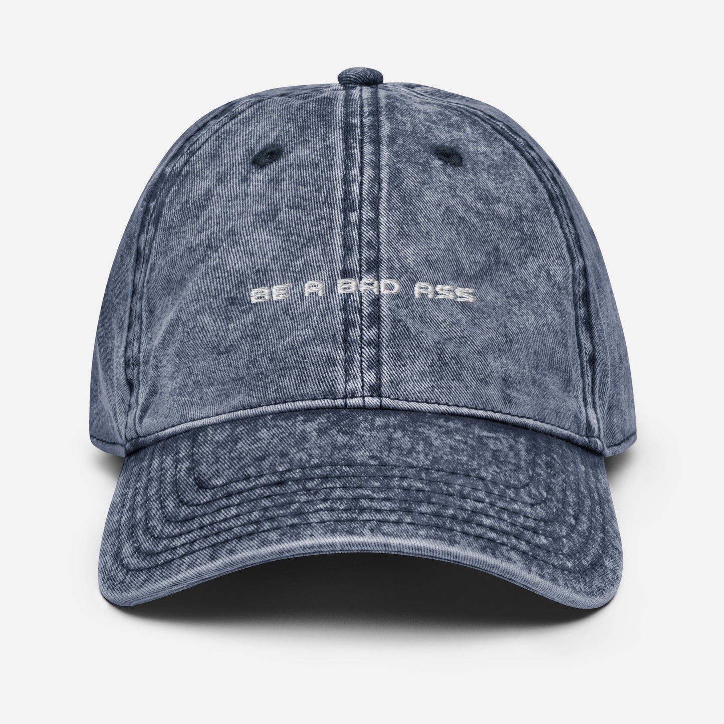 Vintage cotton twill cap be a bad ass navy front - basquaredfitness