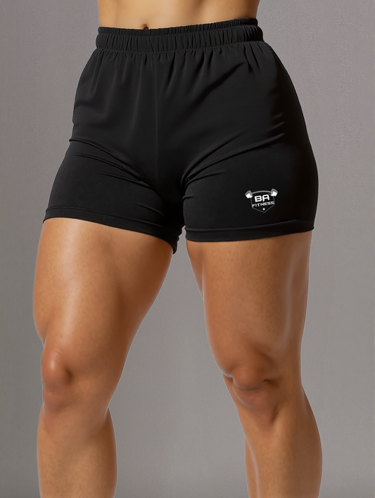 unisex athletic shorts black front - basquaredfitness