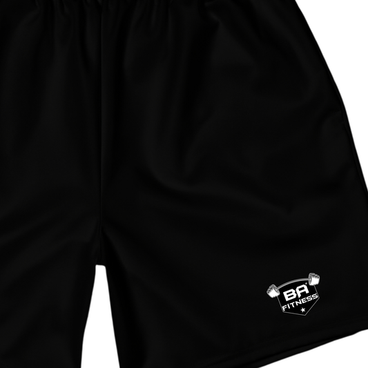 men's recycled athletic shorts black front 