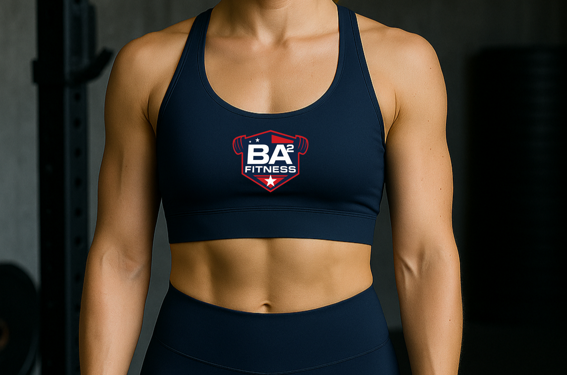 Defender Series longline sports bra navy - BA² performance sports bra detail view
