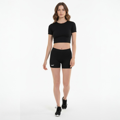 Premium Spandex Shorts Black Front