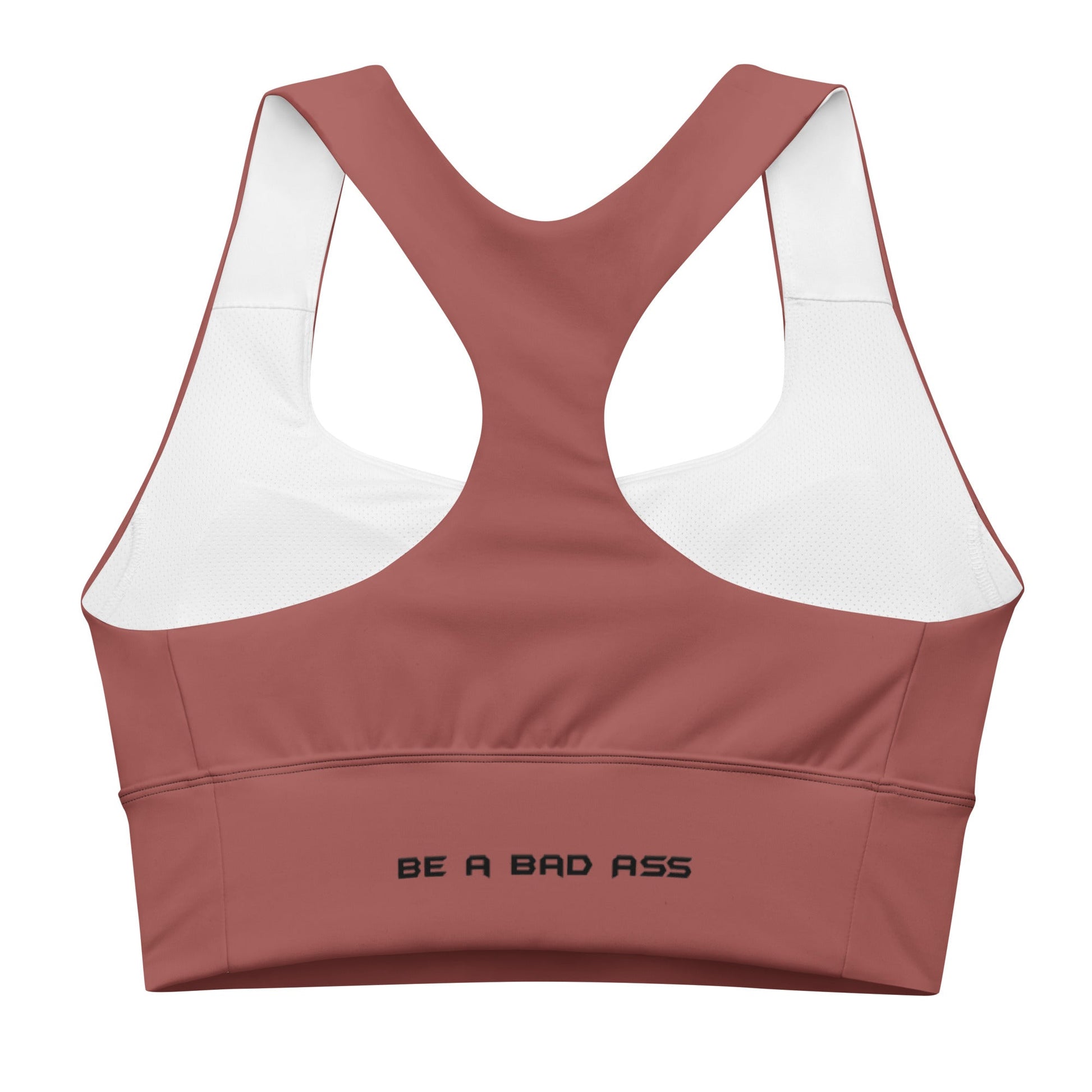 recycled longline sports bra roof terracotta back - basquaredfitness