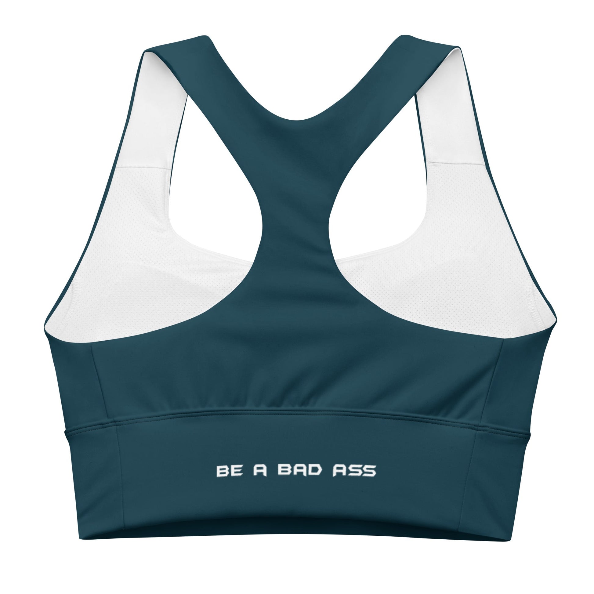recycled longline sports bra blue whale back - basquaredfitness