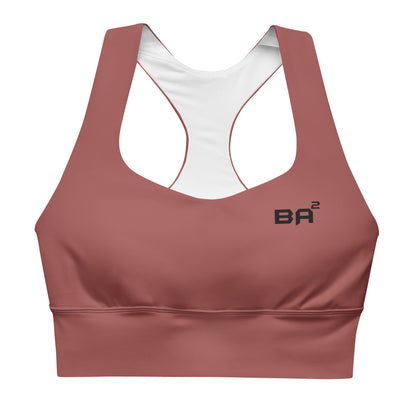 recycled longline sports bra roof terracotta front - basquaredfitness