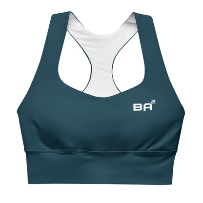 recycled longline sports bra blue whale front - basquaredfitness