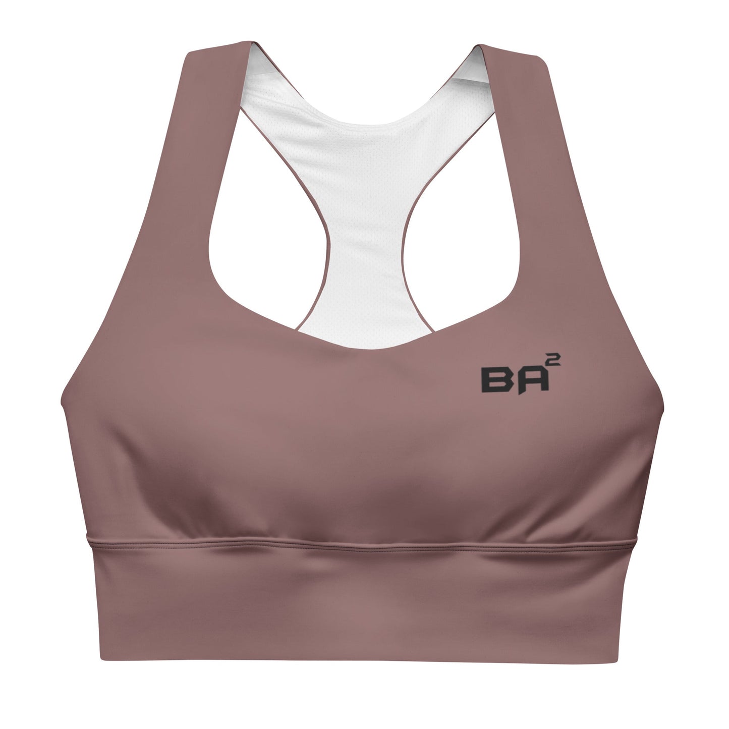 recycled longline sports bra light wood front - basquaredfitness