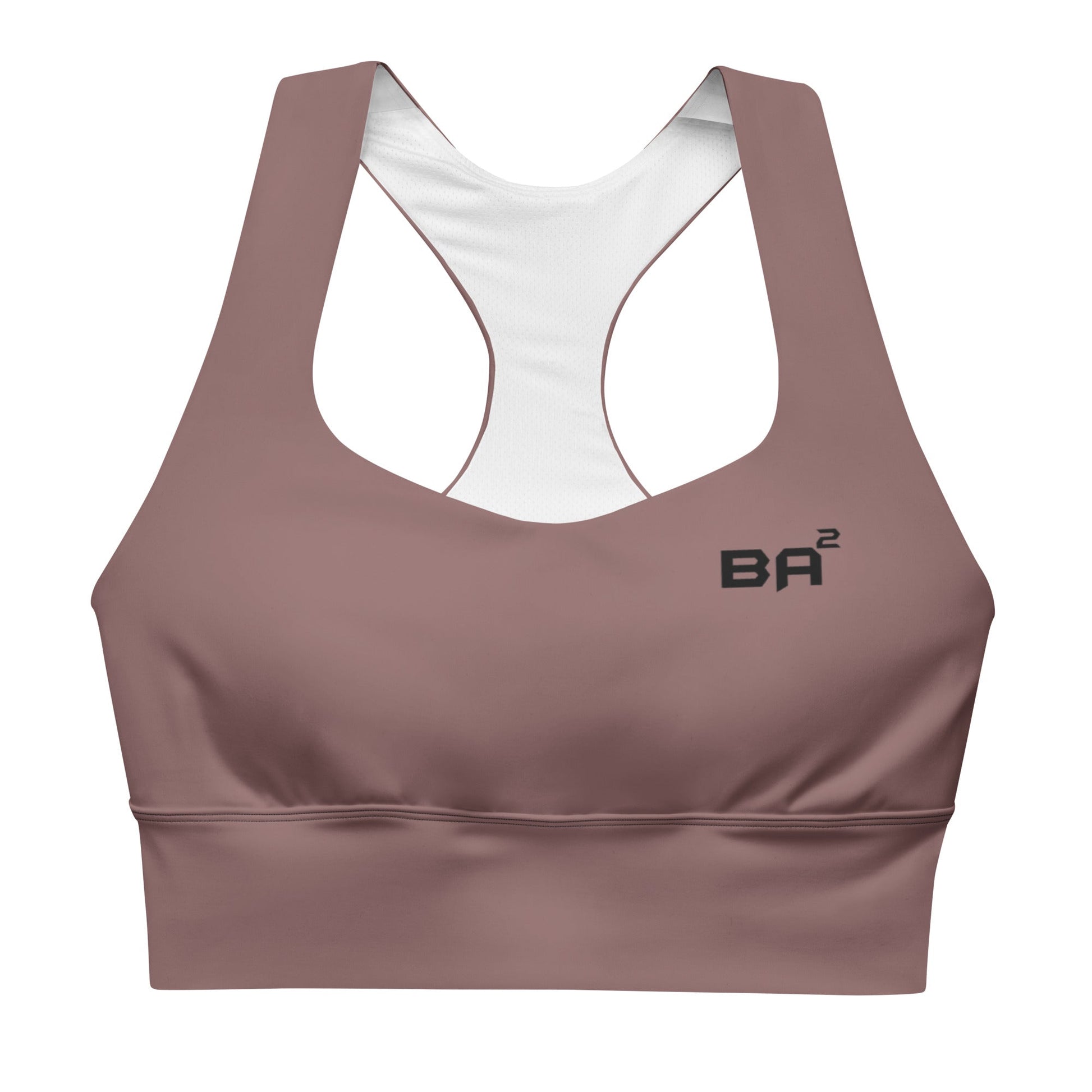 recycled longline sports bra light wood front - basquaredfitness
