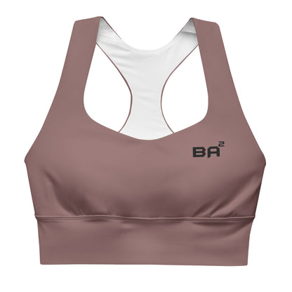 recycled longline sports bra light wood front - basquaredfitness