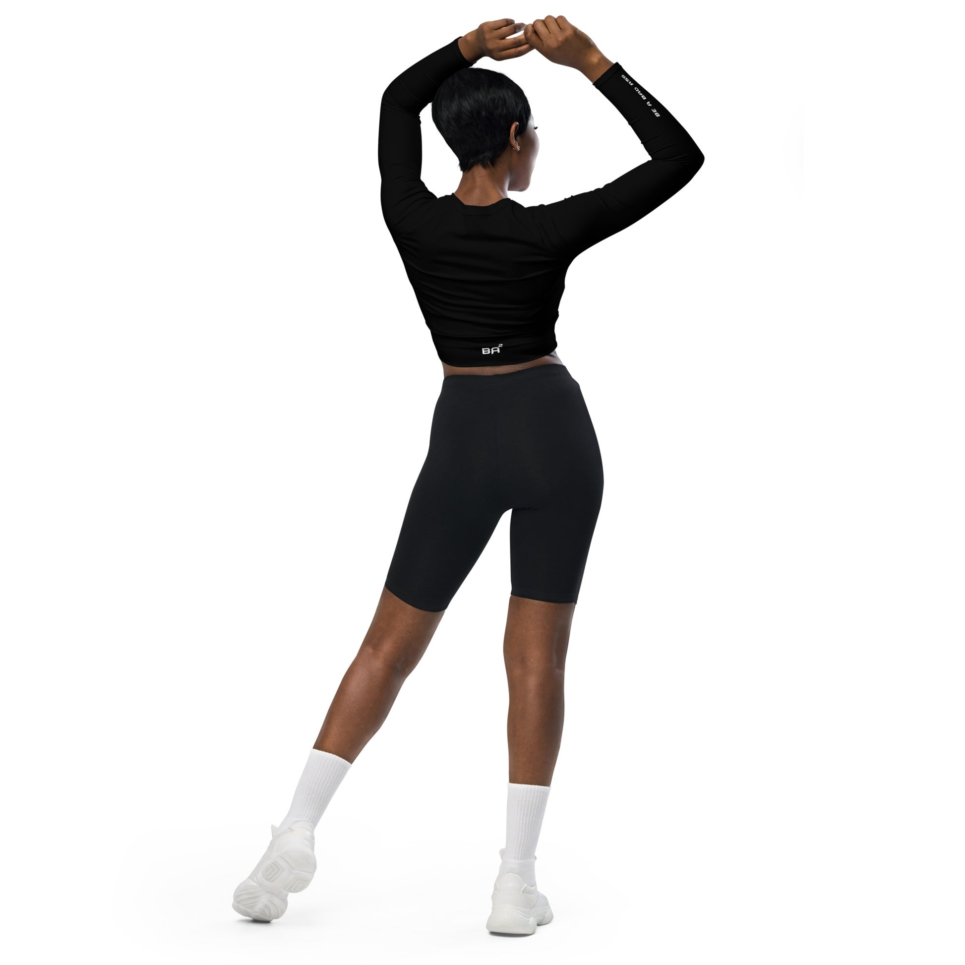 Recycled long sleeve crop top black back - basquaredfitness