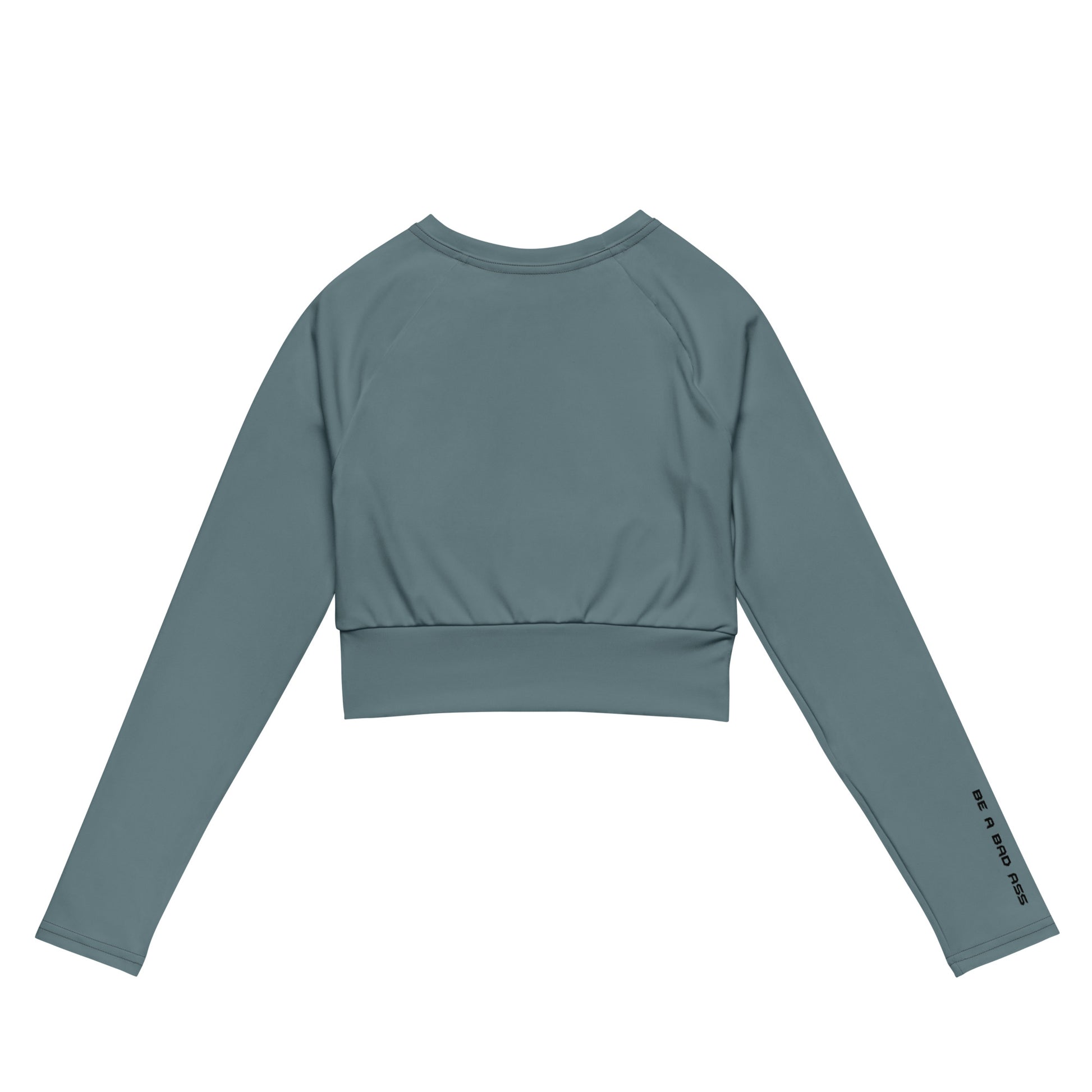 recycled long sleeve crop top gothic back - basquaredfitness