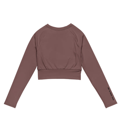 recycled long sleeve crop top light wood back - basquaredfitness