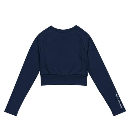 Recycled Long-Sleeve Crop Top Navy Back